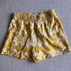 NWT Anthropologie Yellow Patterned High Elastic Waist Shorts - Small